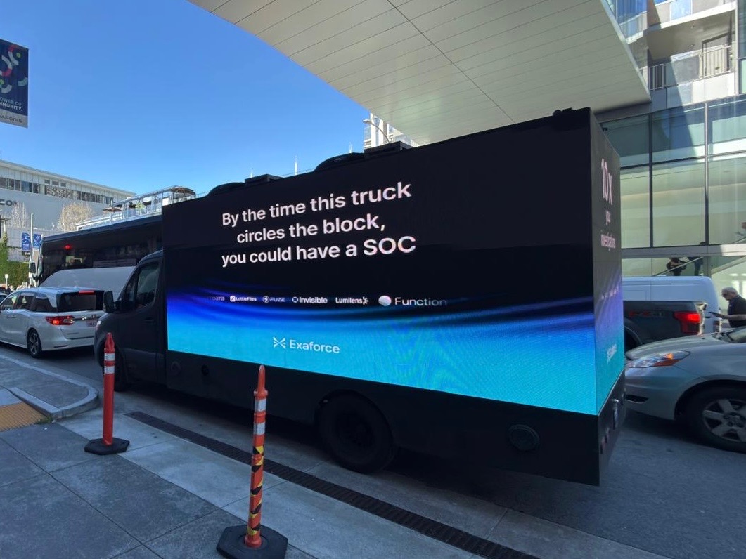AMMPS digital billboard truck at a Tampa trade show