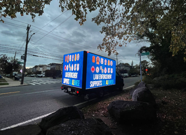 Content control software running on a tablet for an LED truck