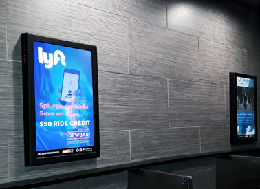 Custom interior billboard display built by AMMPS for a store lobby