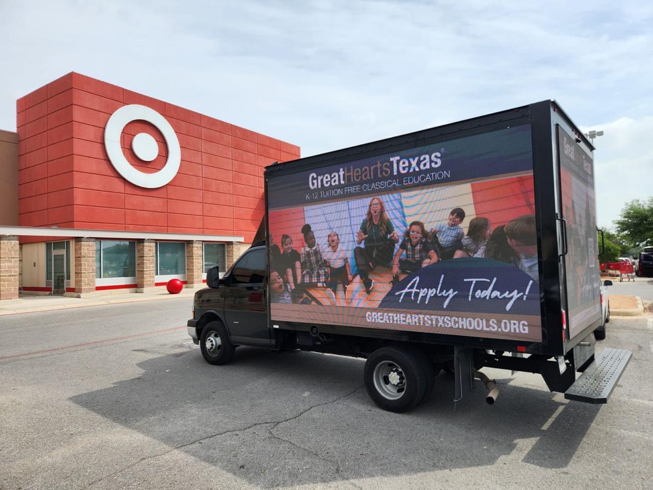 AMMPS custom mobile billboard truck for sale with a bright LED screen, built to order